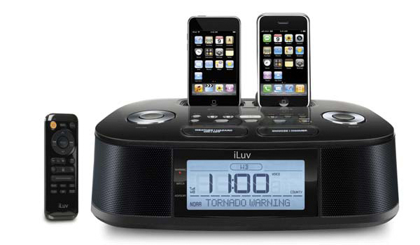 iLuv iMM183, altavoces con conector doble para iPod y estación meteorológica