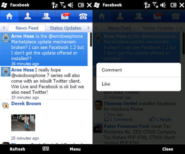 Facebook en el móvil con Windows Phone, el sistema operativo para móviles de Microsoft