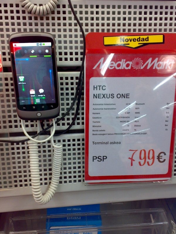 HTC Google Nexus One, disponible en España algunas tiendas