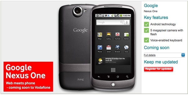Nexus One con Vodafone en Reino Unido