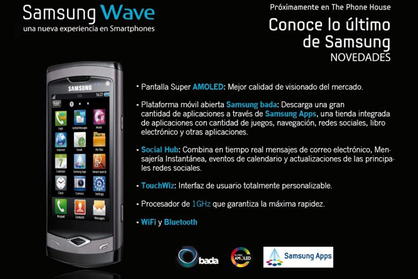 Samsung Wave, aparece el terminal Samsung Wave en el catálogo de The Phone House
