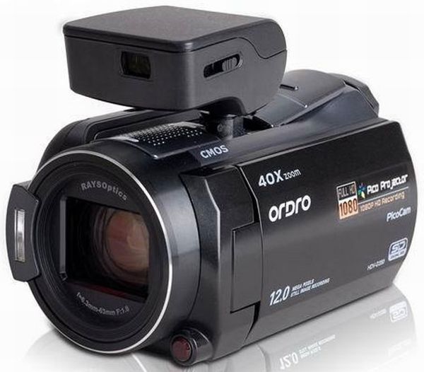 Ordro HDV-D350S, videocámara de alta definición con picoproyector