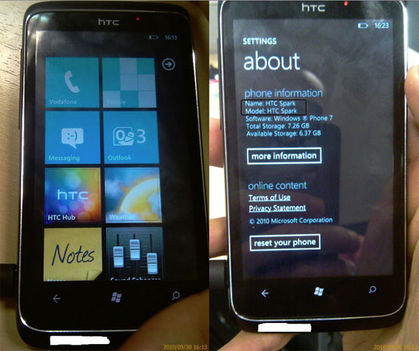 HTC Spark, fotos reales del nuevo móvil de HTC con Windows Phone 7