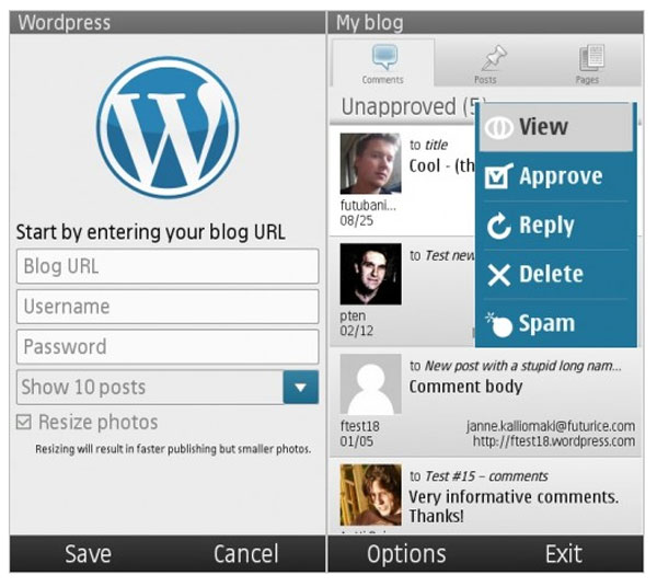 WordPress para Nokia, aplicación oficial para publicar en WordPress desde un móvil Nokia