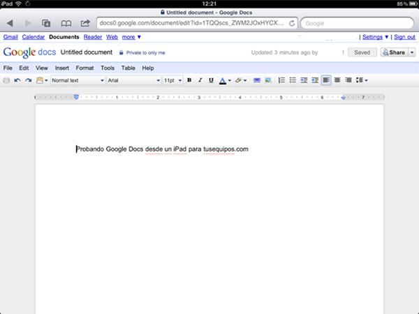 iPad y Google Docs, más opciones de edición de textos en Google Docs para iPad