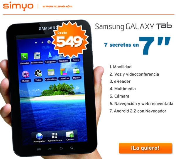 Samsung Galaxy Tab con Simyo, la tableta de Samsung libre con Simyo