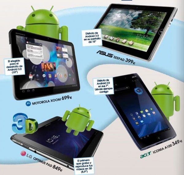 Acer Iconia Tab A100, Asus Eee Pad y LG Optimus Pad, aparecen los precios de estas tres tabletas