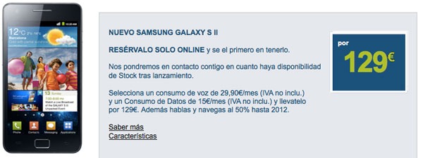 Samsung Galaxy S II con Movistar, precios y tarifas del Samsung Galaxy S II con Movistar