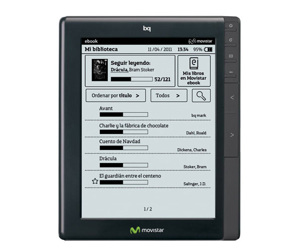 Movistar ebook BQ, lector de libros electrónicos de Movistar con conexión WiFi
