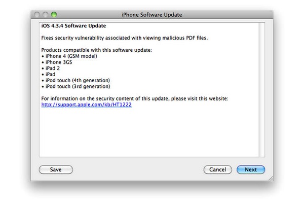 iOS 4.3.4, nueva actualización oficial desprotegida en menos de un día
