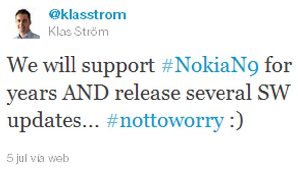 Nokia N9, Nokia ofrecerá soporte para el Nokia N9 durante varios años