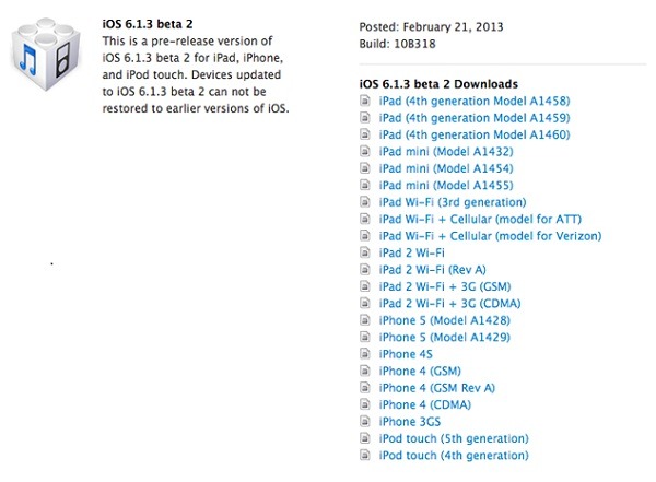 Apple ya está trabajando en iOS 6.1.3 para iPhone y iPad
