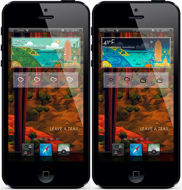 Cómo tener el widget de tiempo de Android en un iPhone con Jailbreak