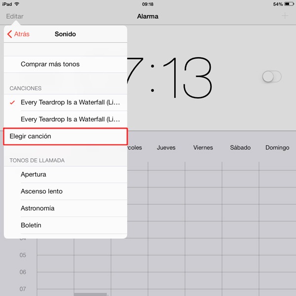 iOS7 cancion alarma