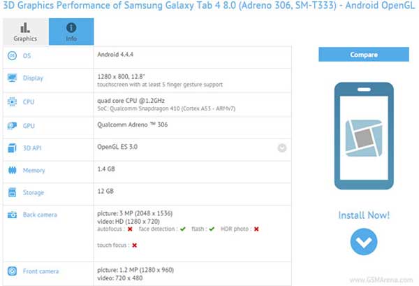 Samsung Galaxy Tab 4 8 64bits