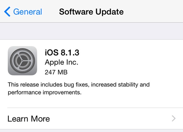 Comparación del rendimiento de iOS 8.1.2 frente a iOS 8.1.3