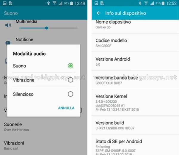 samsung galaxy s5 modo silencio
