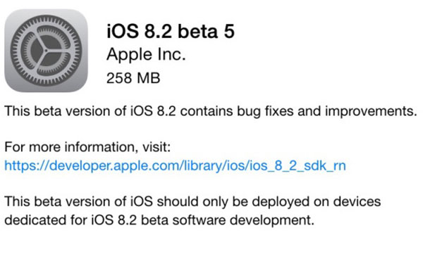 Apple publica iOS 8.2 beta 5