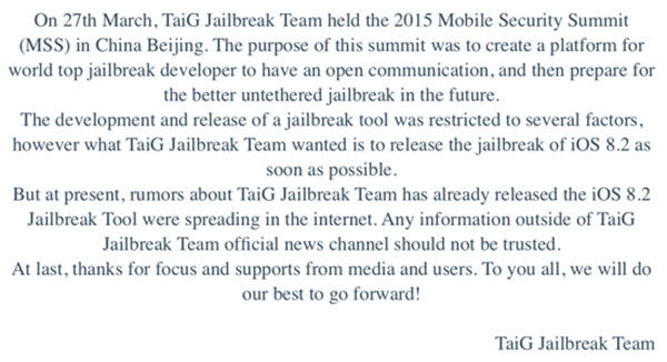 TaiG iOS 82 update