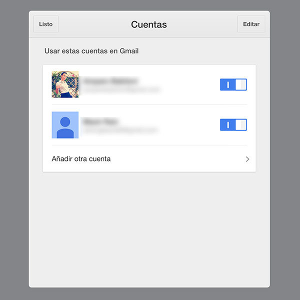 iPhone Gmail varias cuentas