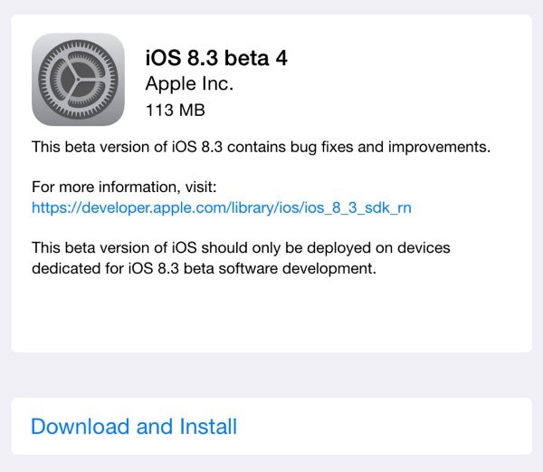 ios 8.3 beta 4