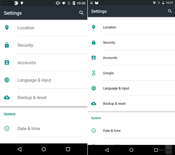 Diferencias en la interfaz de Android M y Lollipop