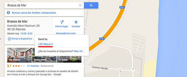 Google Maps enviar Android