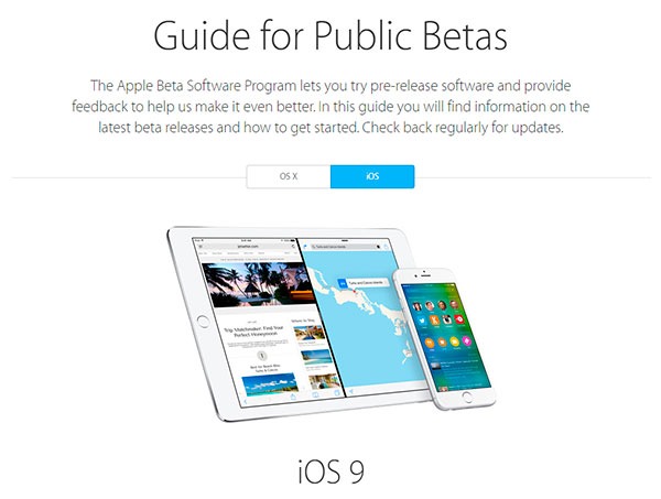 Instalar beta iOS 9