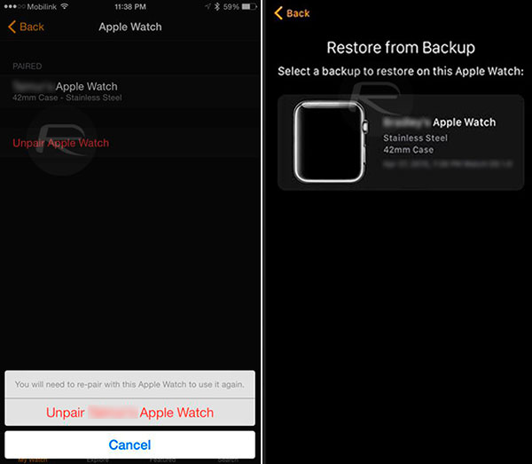 Apple Watch restaurar