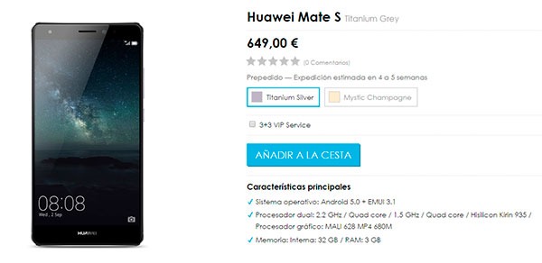 El Huawei Mate S ya está disponible en Europa