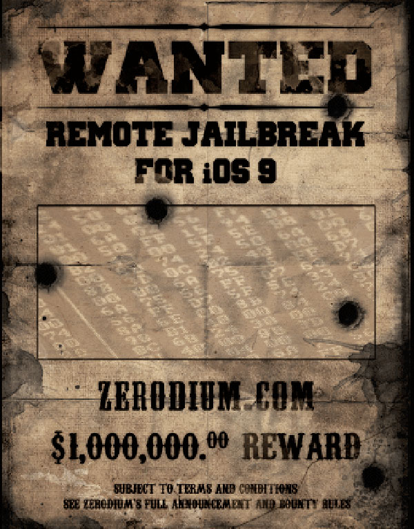 iOS 9 jailbreak bounty