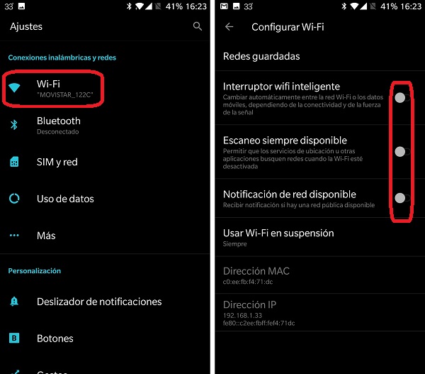 ajustes wifi