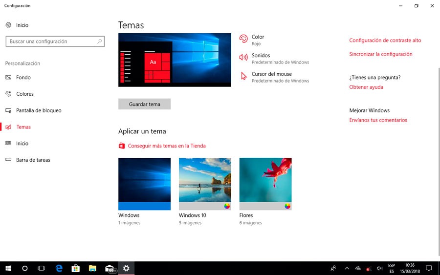 5 funciones para personalizar la interfaz de Windows 10 tema