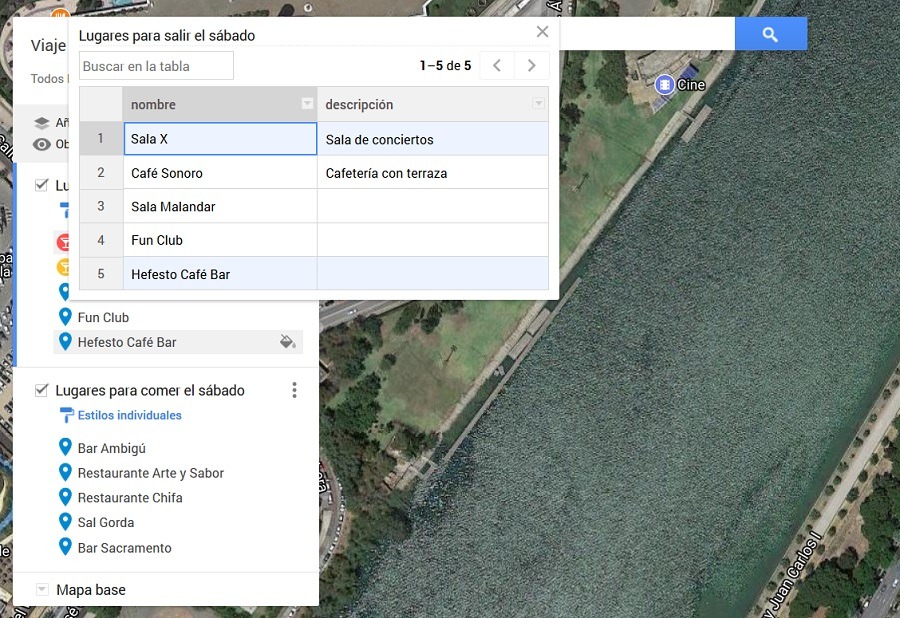 abrir tabla de datos google maps 2