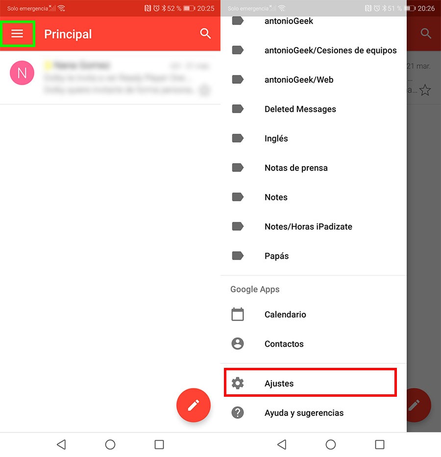 cómo crear una firma en Gmail móvil ajustes