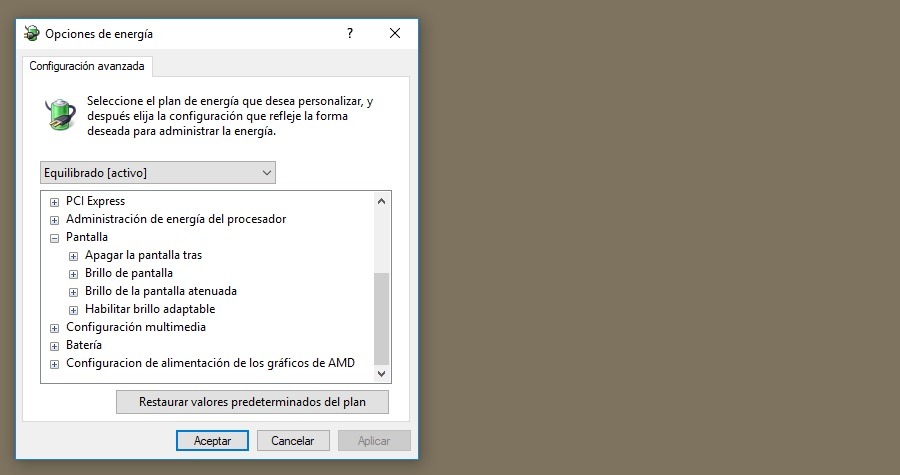 configuracion pantalla