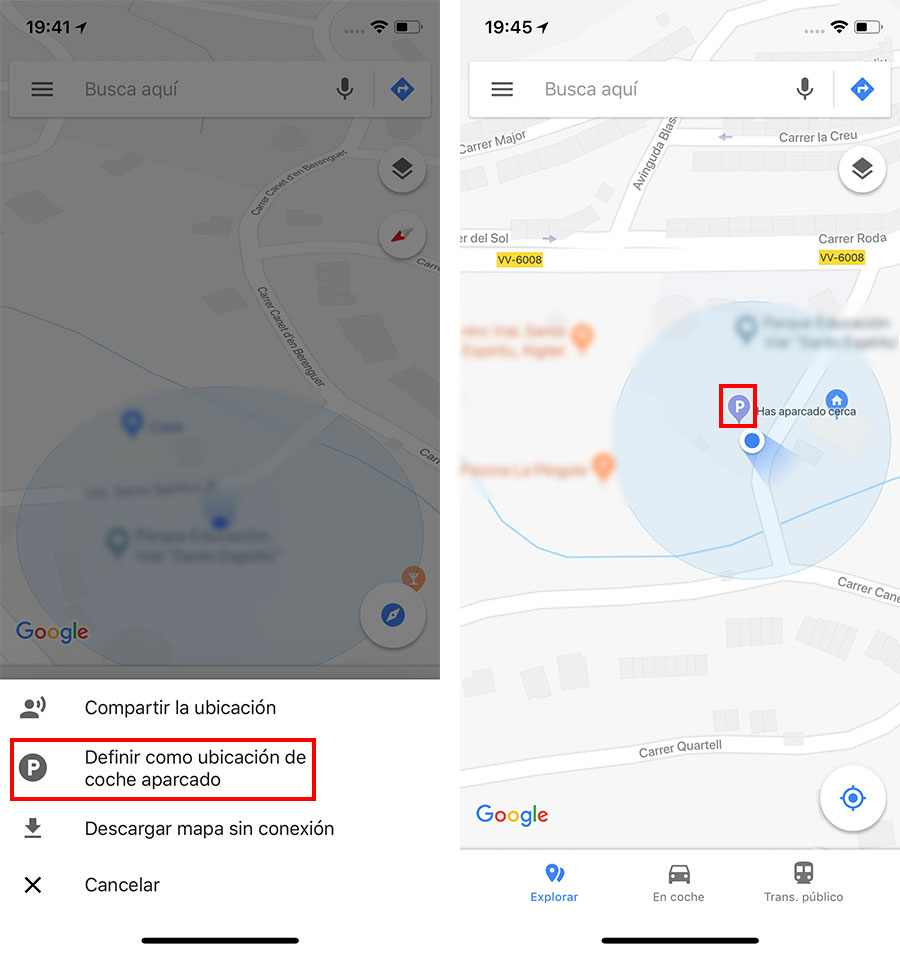 5 trucos sencillos a la hora de usar Google Maps aparcamiento