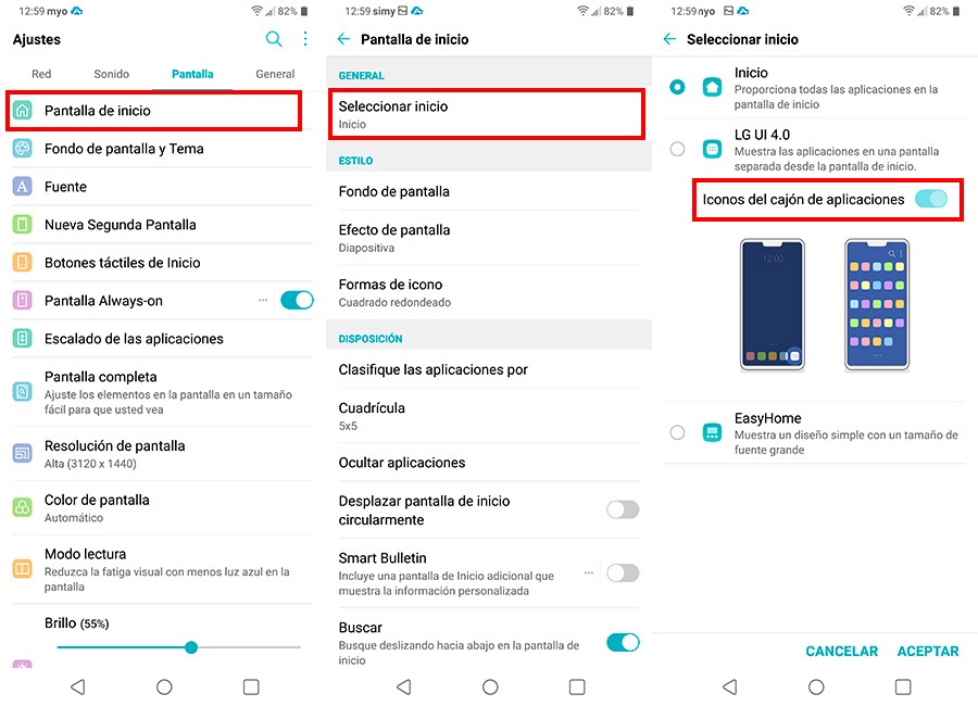 10 trucos para empezar a usar el LG G7 cajรณn de apps