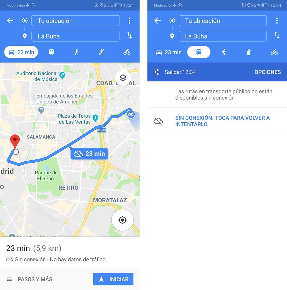 google maps sin conexión