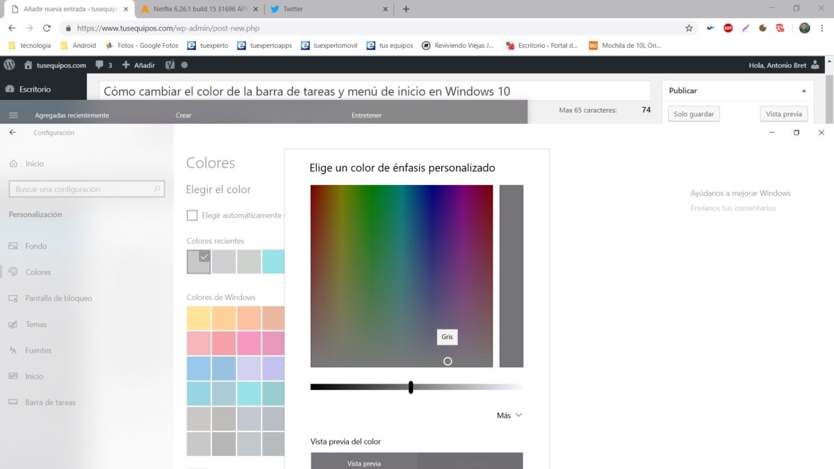 color barra windows 10 05