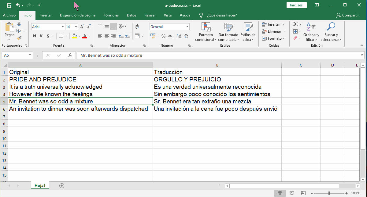 Cómo traducir textos en cualquier idioma usando Excel 