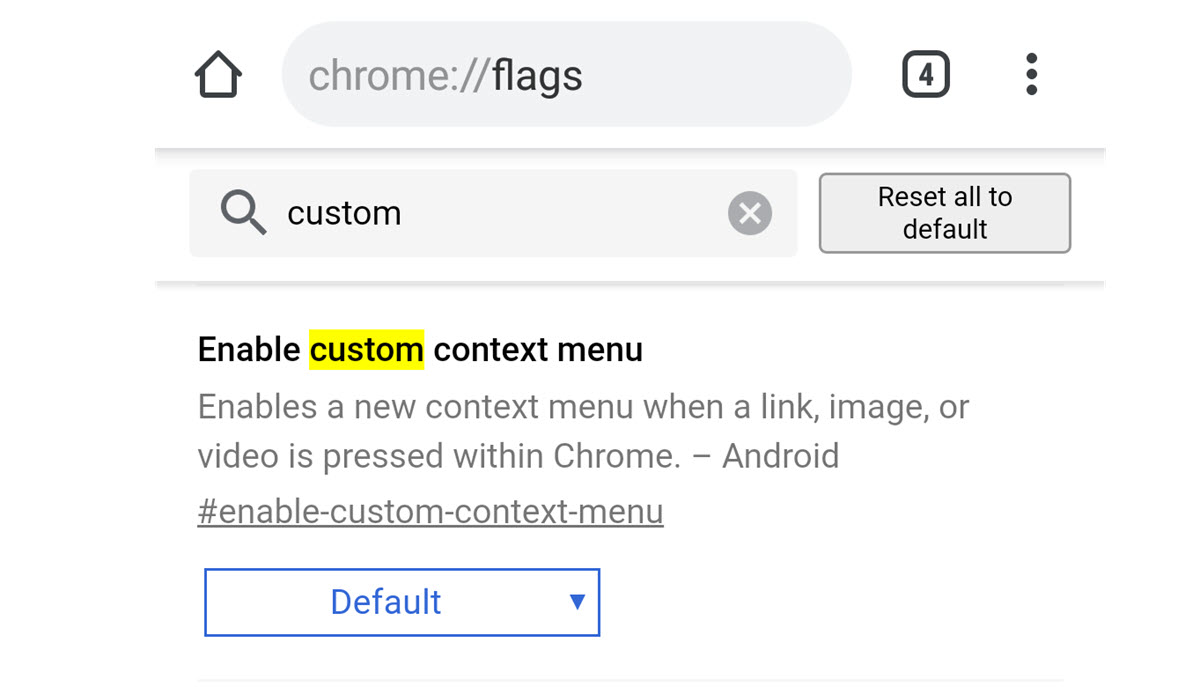 Menú contextual Chrome
