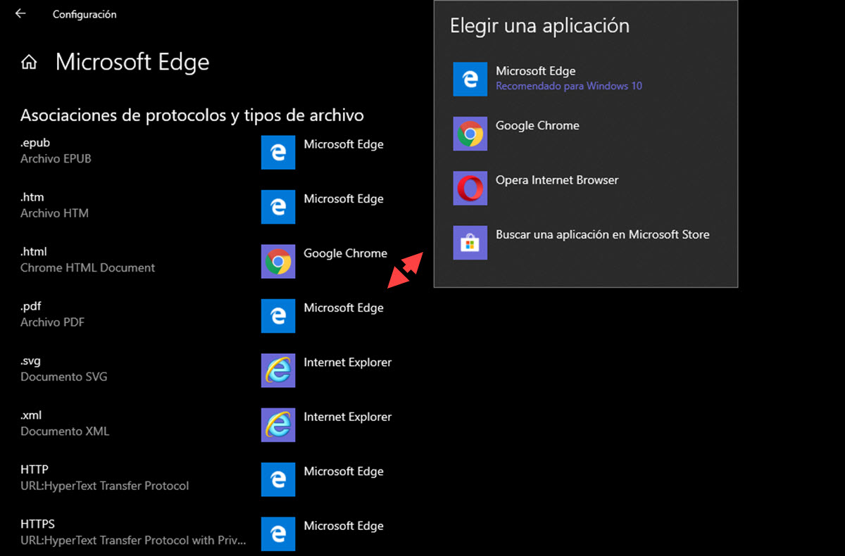 Microsoft Edge cambiar protocolo