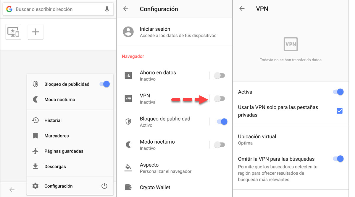 VPN Opera Android
