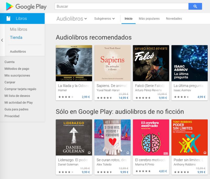 Google play audiolibros